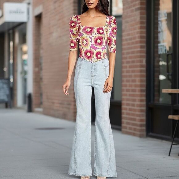 Free People Give Me More Macro Floral Style Crop Top pink combo NWT MSRP $98 - Picture 15 of 16